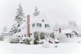 Houses covered in snow