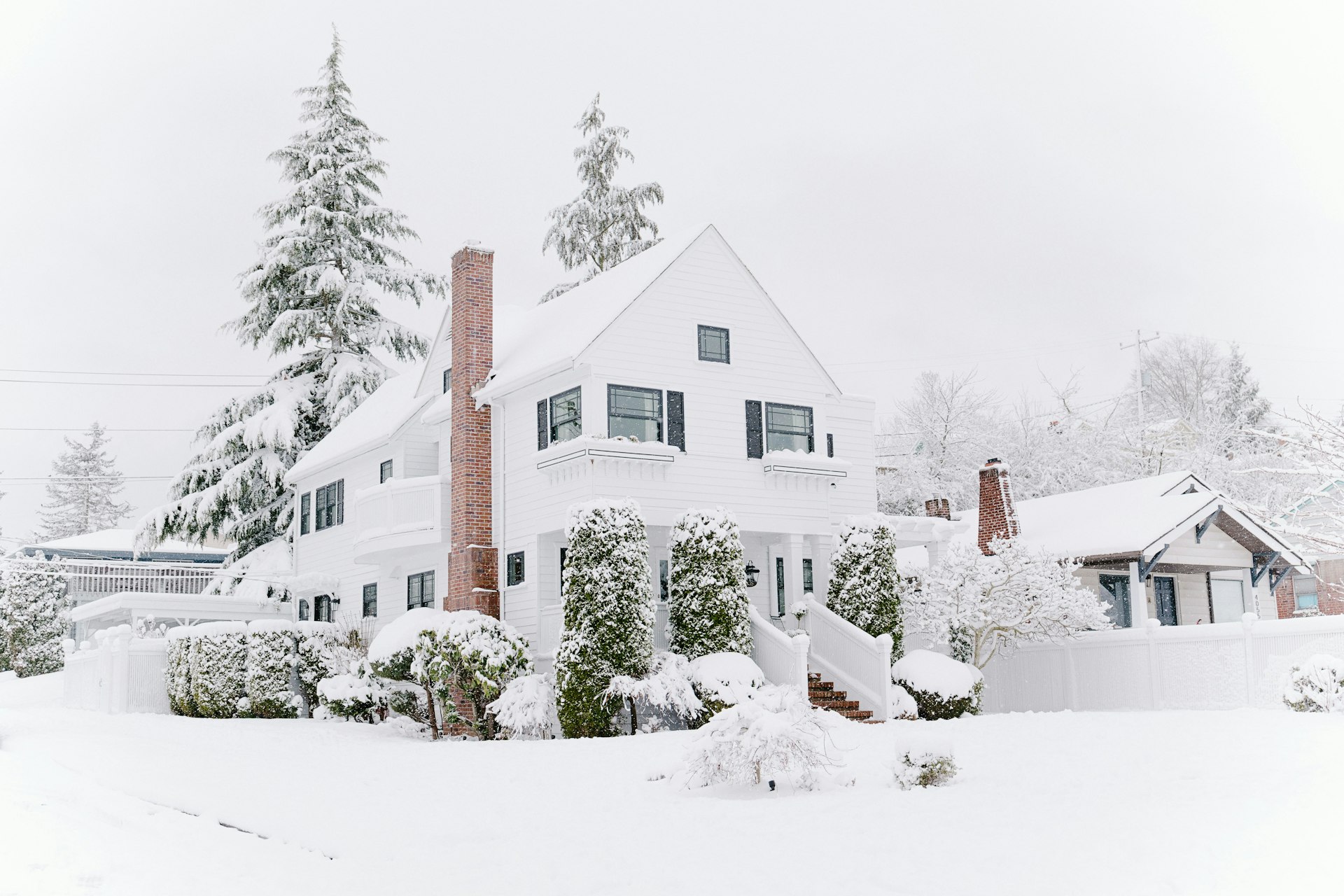 Houses covered in snow